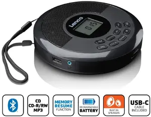 Портативный CD-плеер Lenco CD-340BK — чёрный, портативный дизайн