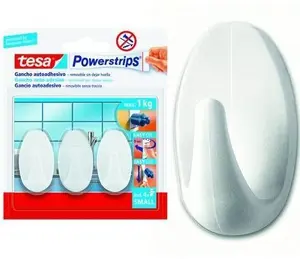 Adhesive Hook Tesa Powerstrips Hook 57533 oval white removable adhesive