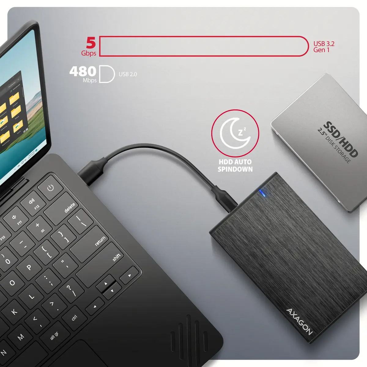 Внешний корпус AXAGON EE25-XA6C для 2.5" SATA SSD/HDD Photo 3
