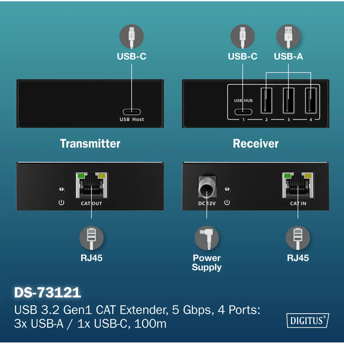 DIGITUS DA-73121 удлинитель USB 3.2 Gen1 по CAT 100м Photo 12