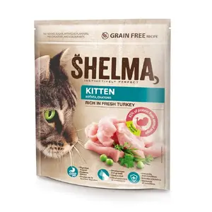 Сухой корм для котят SHELMA Kitten индейка 750 г — полнорационный сухой корм, 41% белка, 20% жира