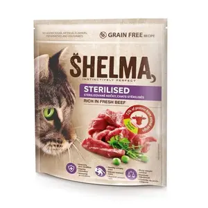Сухой корм для кошек SHELMA Sterilised Beef 1,4 кг — для стерилизованных взрослых кошек, без зерна, с высоким содержанием белка