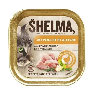 Влажный корм для кошек SHELMA Паштет с курицей и печенью 100 г, полнопитательный, влага 80%, белок 11%