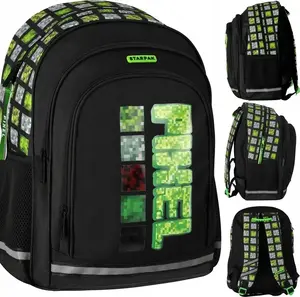 Mugursoma STARPAK PIXEL divām nodalēm zaļa, modelis 527187, skolai un ikdienai
