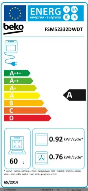 Газовая плита BEKO FSM52332DWDT 4 конфорки 60 см Photo 5