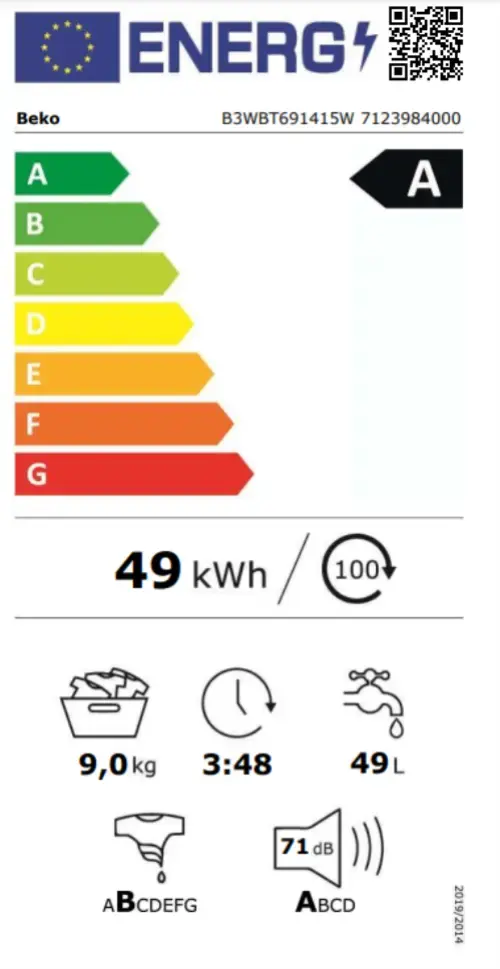 Beko b300 B3WBT691415W iebūvējamā veļas mašīna Photo 4