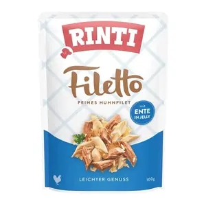 Wet dog food RINTI Filetto Chicken fillet with duck 100 g — complete adult meal, 14% protein, 82% moisture