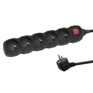 Power extension cord ESPERANZA ELK216K — 5 m cable, 5 AC outlets (Type E), 16 A, 3680 W, indoor, black