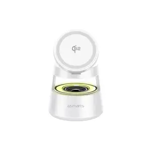 Беспроводная зарядка 4smarts Qi2 Aura Sound White — Qi2 быстрая беспроводная зарядка, встроенный динамик