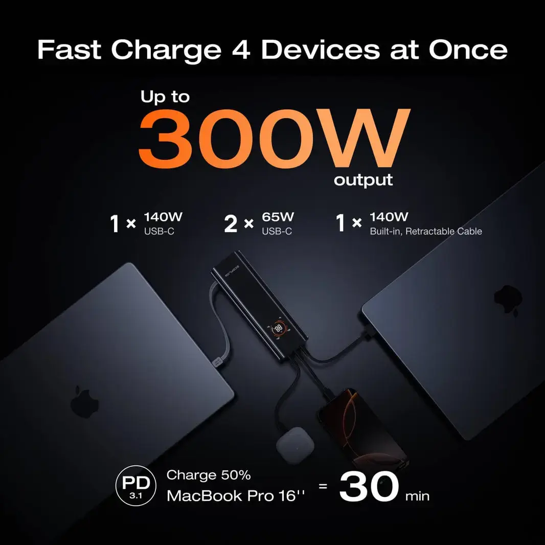 Портативный аккумулятор EcoFlow RAPID Pro (27650 мАч, 300 Вт, 140 Вт, встроенный кабель) Photo 7