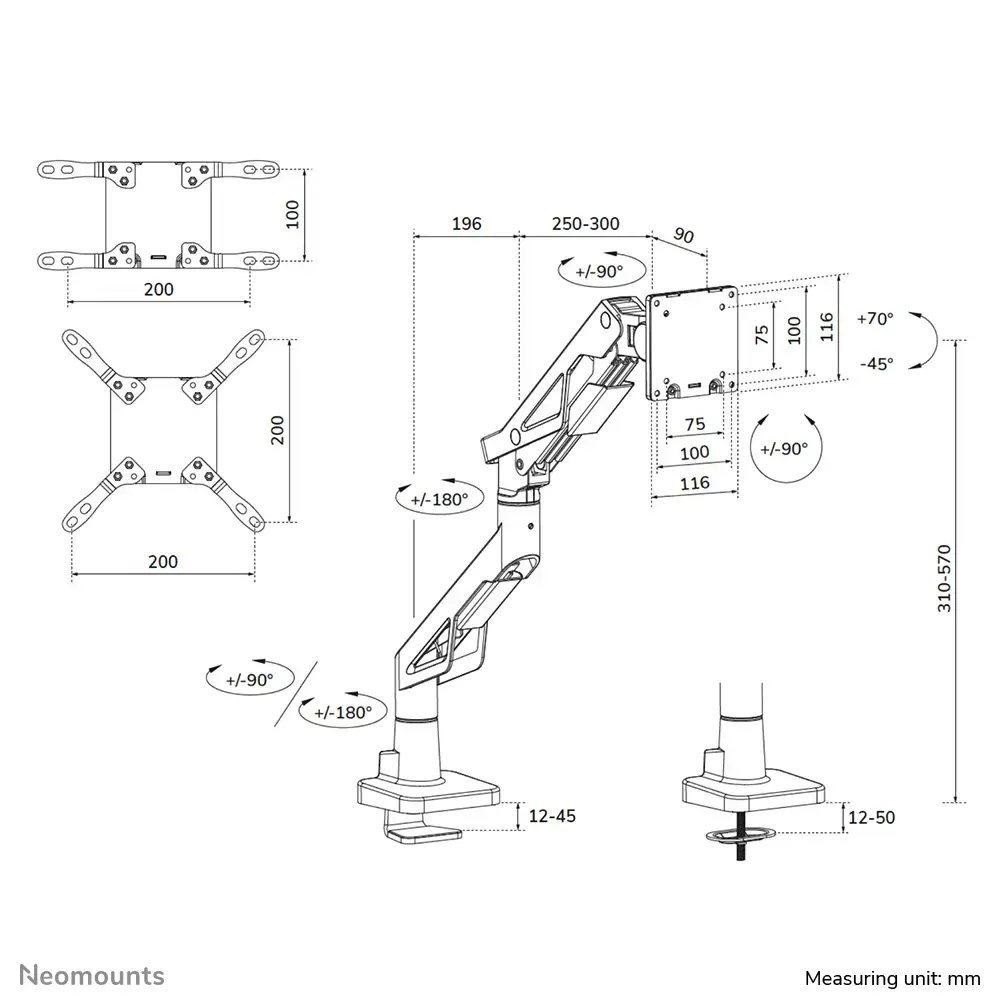 Neomounts DS70-256BL1 monitora armis 24–57" Photo 19