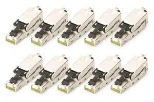 Полевая разъёмная вилка DIGITUS CAT 6A STP RJ-45 (мужской) с защитной заглушкой и антиперегибом — 10 шт.