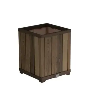 Outdoor garden planter Keter 261033, technopolymer, walnut, 455×455×550 mm, water level indicator