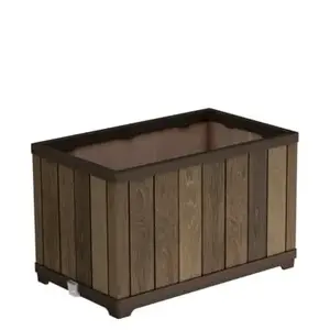 Outdoor rectangular planter Keter 261034 — walnut technopolymer, 455×455×760 mm, water level indicator