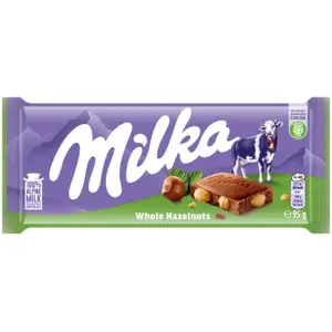 Chocolate bar Milka Whole Hazelnuts 95 g — milk chocolate with whole hazelnuts