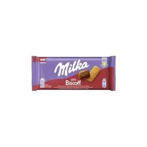 Chocolate bar Milka Biscoff 90 g — milk chocolate with Biscoff filling