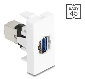 Keystone module DELOCK 90910 — flat USB A connector, white, 45×22.5×42.6 mm