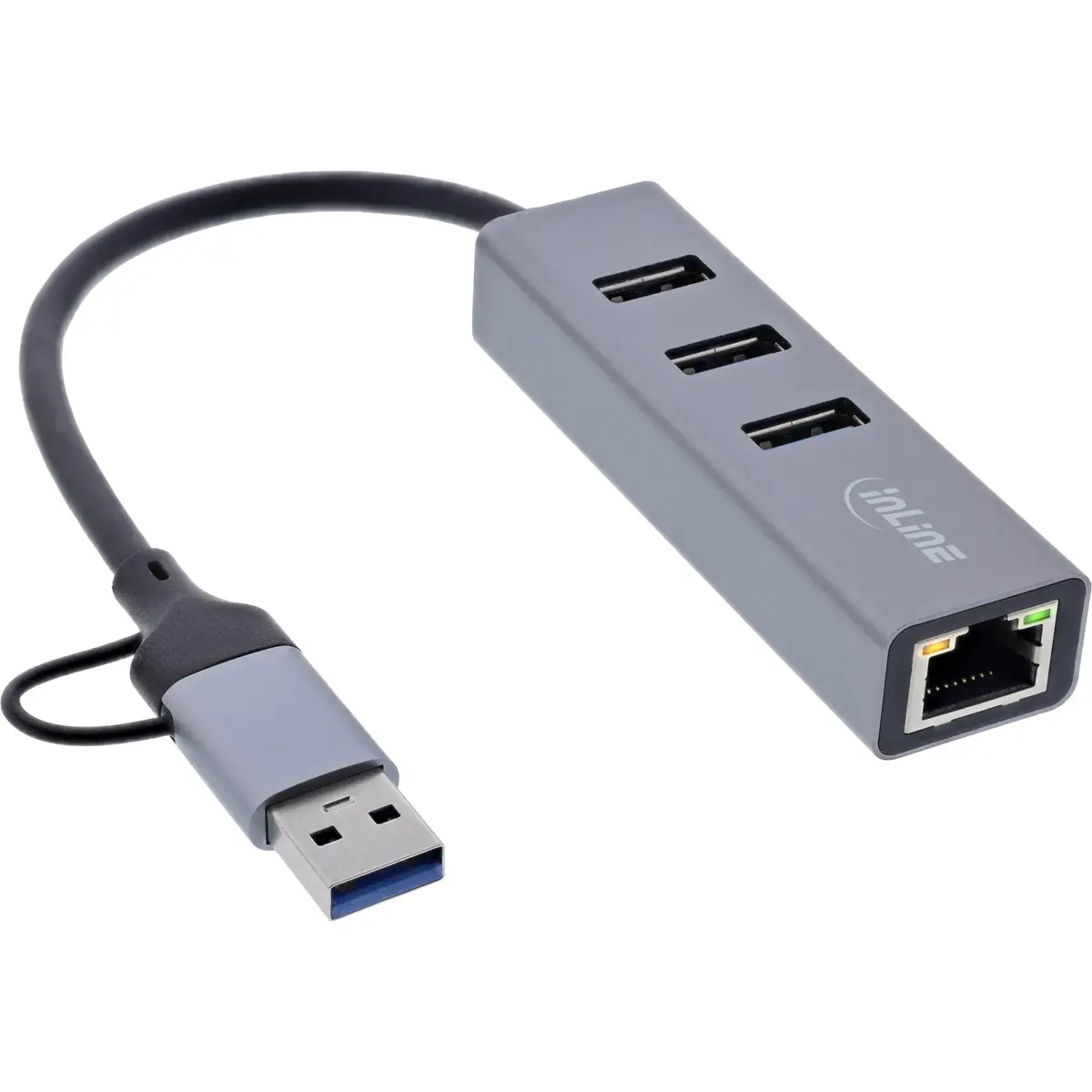 USB концентратор InLine 33380S с гигабитным Ethernet Photo 2