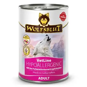 Влажный корм для собак Wolfsblut VetLine Hypoallergenic Horse 395 г в банке, полнорационный для взрослых, белок 10%, жир 4,5%, влага 80%