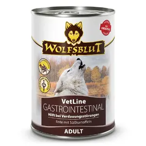 Влажный корм для собак Wolfsblut VetLine Gastrointestinal утка 395 г — ветеринарная полноценная диета для поддержки пищеварения, 80% влажности, 10% белка