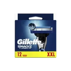Replacement razor blades Gillette Mach3 Turbo, pack of 12, compatible with Mach3 razor handles