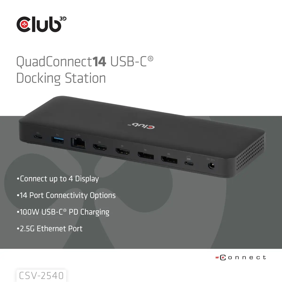 Dokstacija CLUB 3D 14-1 USB-C Quad Display USB4 Photo 4