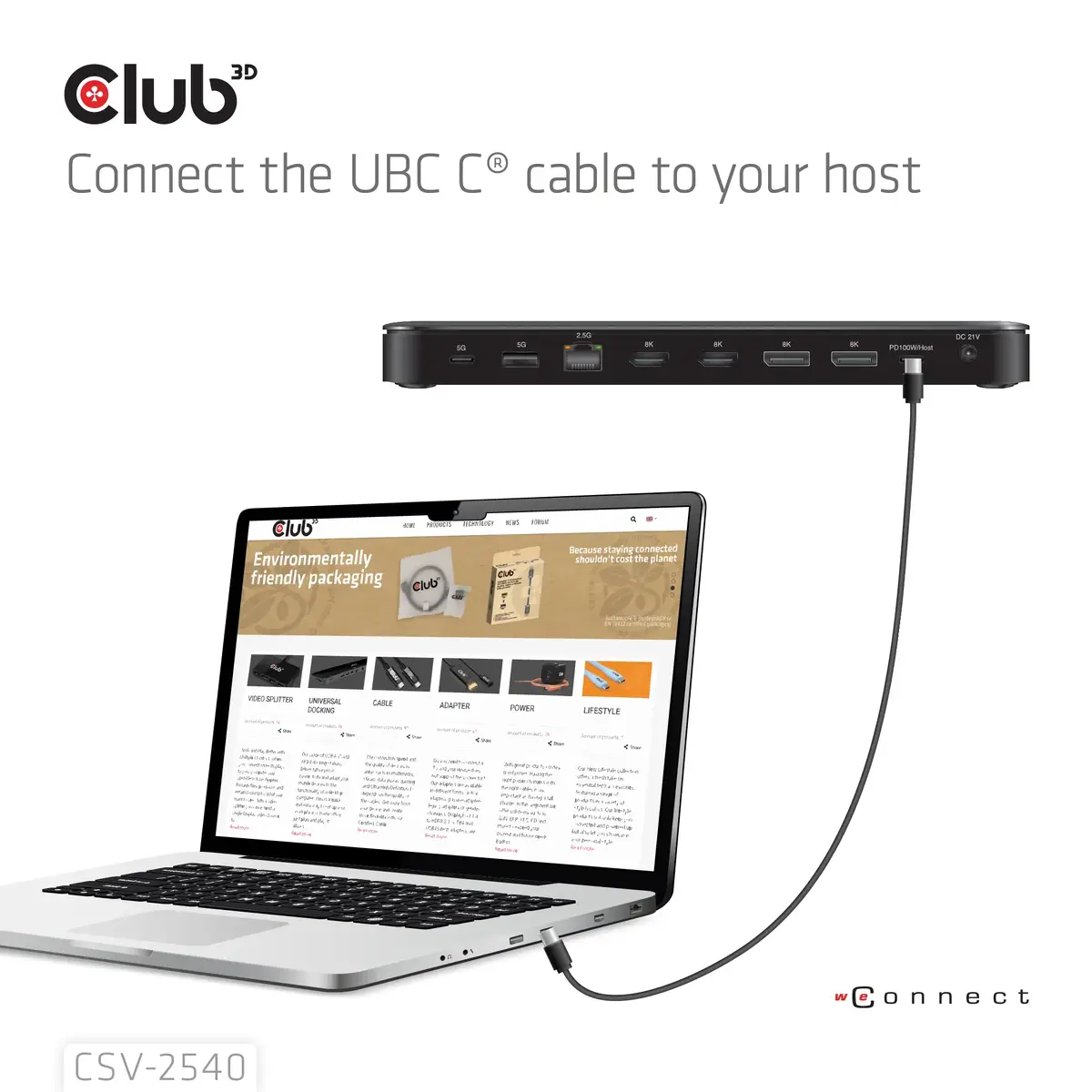 Dokstacija CLUB 3D 14-1 USB-C Quad Display USB4 Photo 7