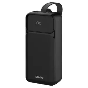 Portable power bank SAVIO BA-10 10000 mAh, 2× USB-A, Black