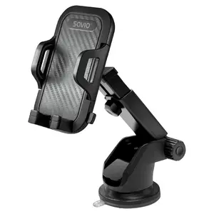 Phone grip SAVIO CH-04, silicone, black, durable protective accessory, weight 163 g
