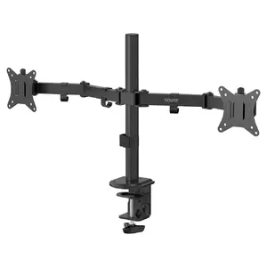 Monitor desk mount SAVIO UM-03 Black, dual monitor clamp, VESA 100x100, supports 17"–32", height/tilt/swivel/pivot