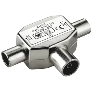 VALUE 11.99.4476 Coaxial T-Adapter with 1 Male Coaxial Input and 2 Coaxial Outputs 75 Ohm