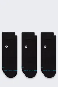 Stance Icon Quarter 3 Pack Socks Black