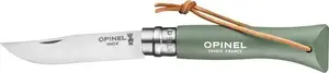 Saliekamais nazis Opinel Inox Pop No.06 ar ādas siksniņu, nerūsējošā tērauda asmens