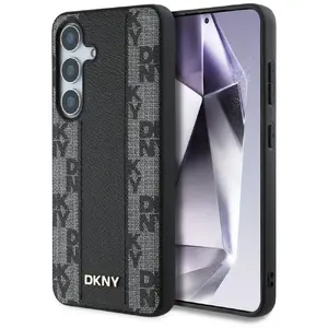 Чехол DKNY кожаный в клетку с MagSafe для Samsung Galaxy S25, черный