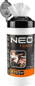 Wipes for washing hands and cleaning surfaces and tools, NEO Tools jar 100 pcs
