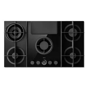 Built-in gas hob and hood Elica NikolaTesla Flame EVO BL/A/88 — 88 cm, 4 gas zones, black, rotary controls, LED display