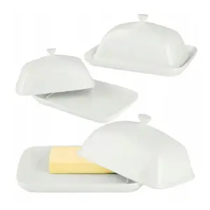 Butter Dish Prymus-AGD PL45ZD14993, white porcelain, 18×14×10 cm