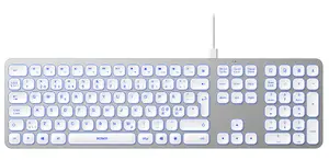 Deltaco TB-904 Wired Full-size Keyboard USB Scissor QWERTY Nordic White Silver