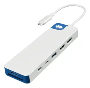 USB-C Multiport Hub HYPER HD4103BUGL — USB 3.2 Gen 1 Type-C host, HDMI 4K, 3.5mm, SD/MicroSD, 7 ports, 5000 Mbit/s, Blue/White