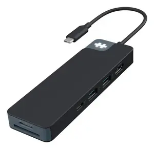 USB-C multiport hub HYPER HD4102BKGL — USB 3.2 Gen 1 Type-C host, HDMI 4K, SD/MicroSD, 3.5mm, 2x USB-A, USB-C, 5000 Mbit/s, Black