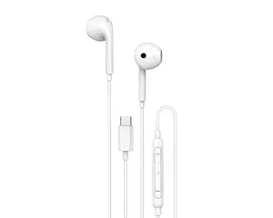 Unisynk In-Ear USB-C Wired Headset for Calls and Music with 1.2 m Cable in White