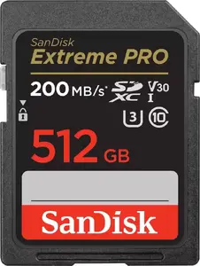 Memory card SANDISK SDXC Extreme Pro 512GB 200MB/s UHS‑I V30 U3 Class 10