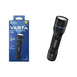 Flashlight Varta F20R Aluminium with Rechargeable Battery, compact handheld LED