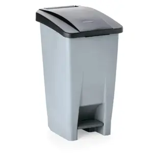 Waste container WAS 60 L with pedal and wheels, black