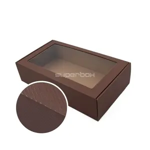 Gift Box with Window Superbox 340 x 195 x 85 mm Mocha Brown