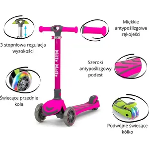 Kick Scooter milly mally Boogie model 2999 — pink — children's three-wheel scooter