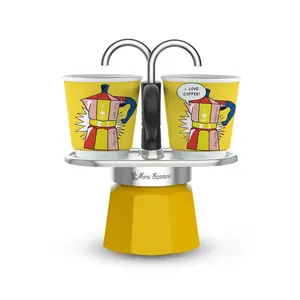 Moka pot Bialetti Mini Express Lichtenstein Silver Yellow Aluminium 90 ml