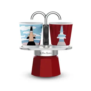 Moka pot Bialetti Mini Express Magritte Red Silver Aluminium 90 ml