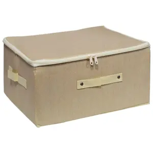 Storage box BESK 40×30×21 cm fabric beige — foldable textile organizer