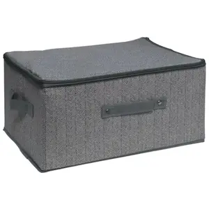 Storage box BESK 9142837 fabric grey 40×30×21 cm